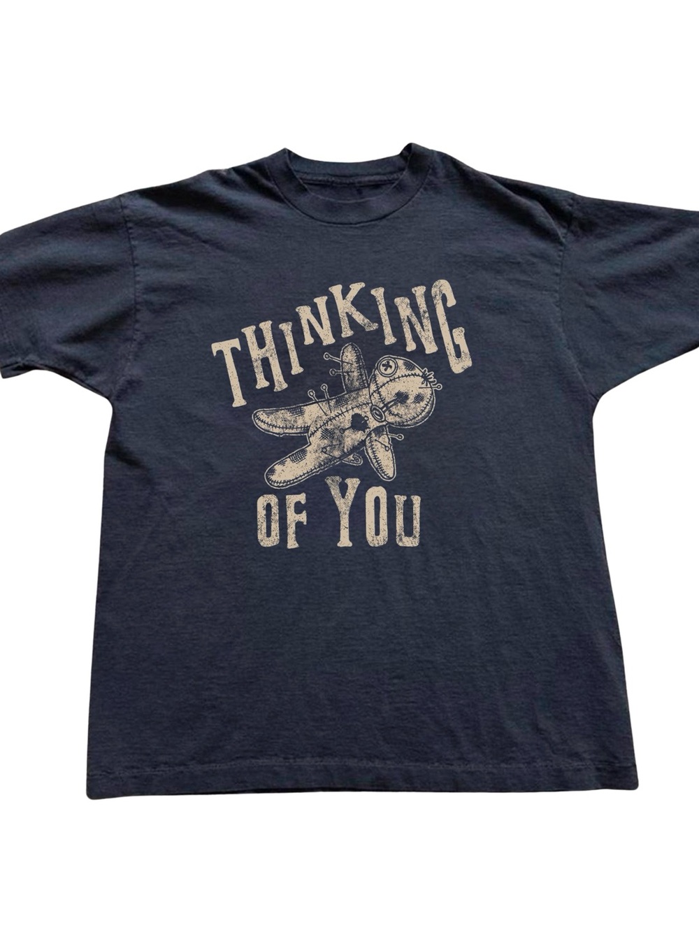 Thinking Of You Voodoo Doll Dark Humor Black Graphic Tee